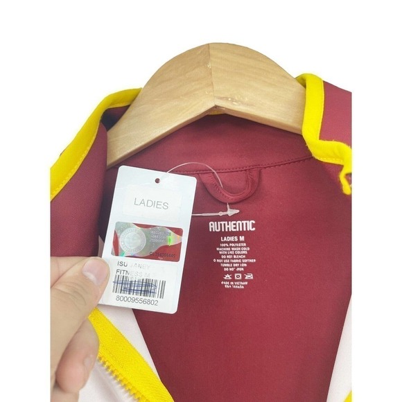 Authentic Jacket Medium Iowa State Cyclones Ladies Athletic Zip Up Red White NWT - Picture 3 of 6